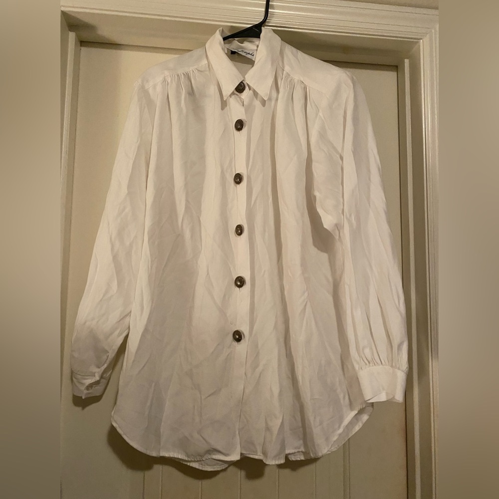 COPY - White Buttoned up Lisa Josephs vintage top